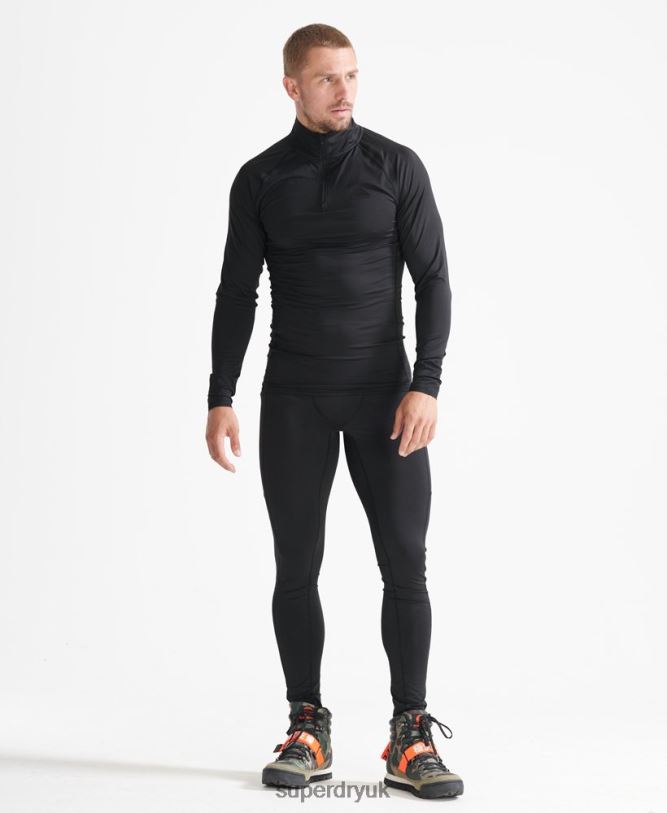 Half Zip Base Layer Men Black Clothing Superdry 66N8N1399