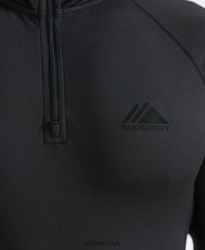 Half Zip Base Layer Men Black Clothing Superdry 66N8N1399
