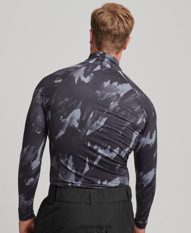 Half Zip Base Layer Top Men Black Clothing Superdry 66N8N1387
