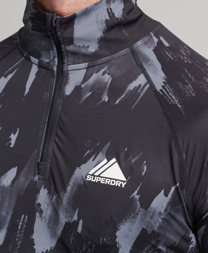 Half Zip Base Layer Top Men Black Clothing Superdry 66N8N1387