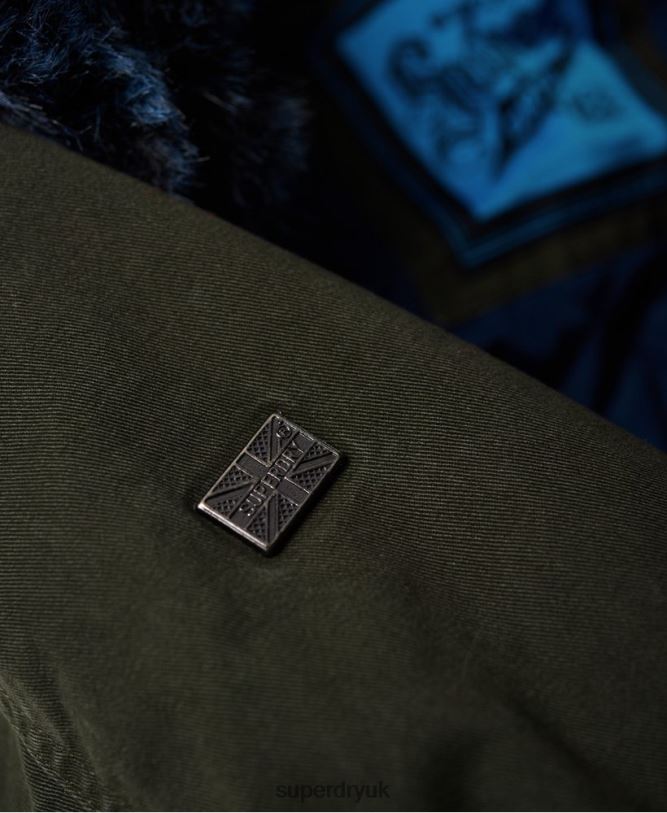 Hawk Coloured Faux Fur Parka Jacket Women Khaki Clothing Superdry 66N8N3862