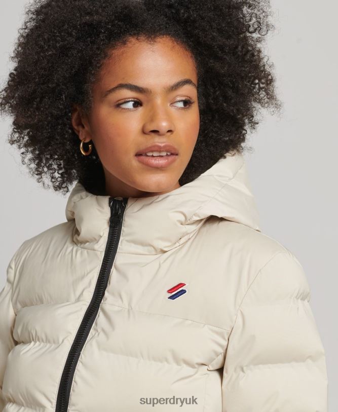 Heat Sealed Padded Jacket Women Beige Clothing Superdry 66N8N3679