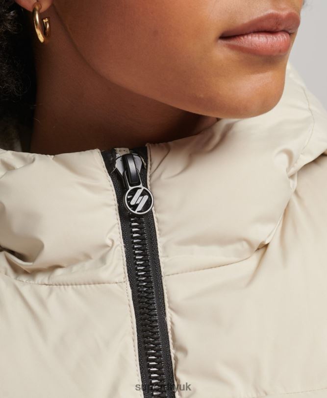 Heat Sealed Padded Jacket Women Beige Clothing Superdry 66N8N3679