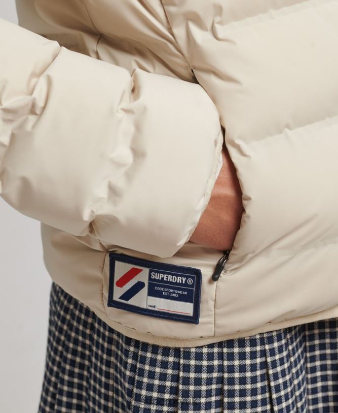 Heat Sealed Padded Jacket Women Beige Clothing Superdry 66N8N3679