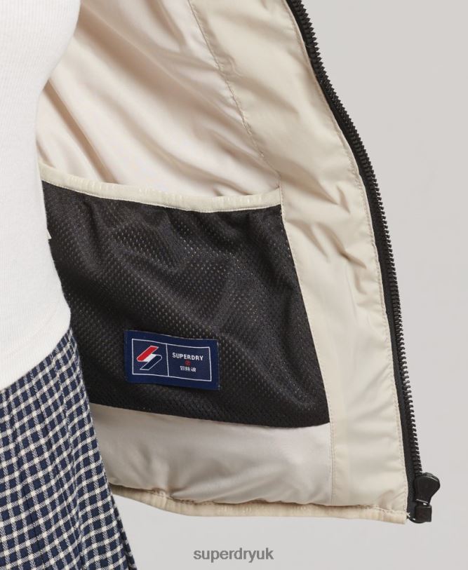 Heat Sealed Padded Jacket Women Beige Clothing Superdry 66N8N3679