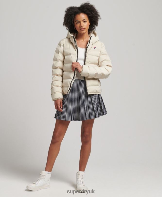 Heat Sealed Padded Jacket Women Beige Clothing Superdry 66N8N3679