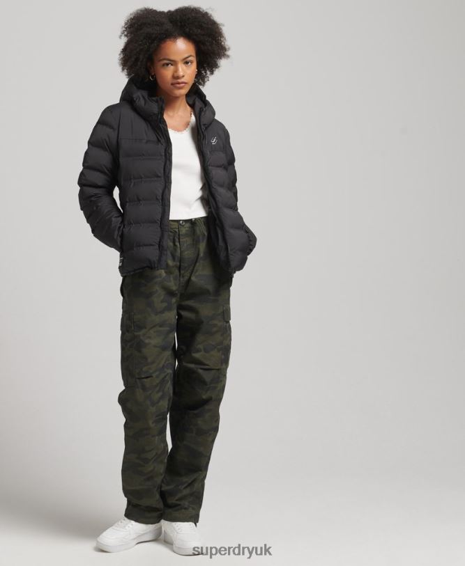 Heat Sealed Padded Jacket Women Black Clothing Superdry 66N8N3726