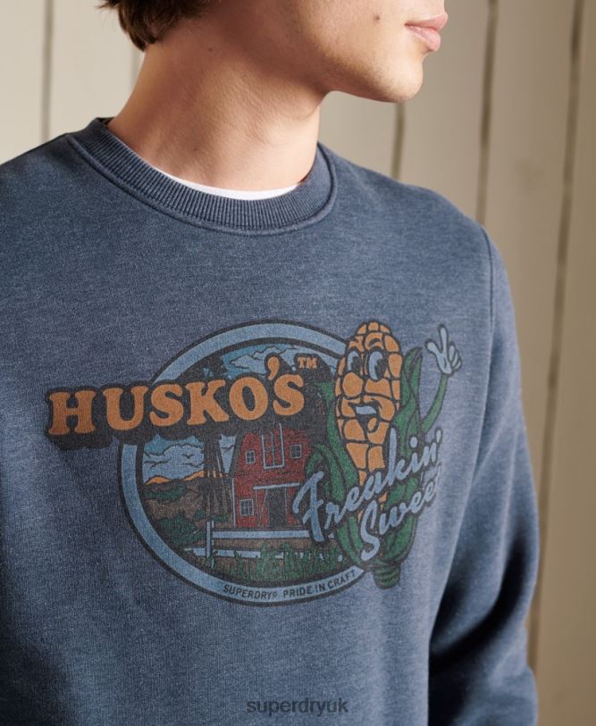 Heritage Mountain Crew Sweatshirt Men Navy Clothing Superdry 66N8N846