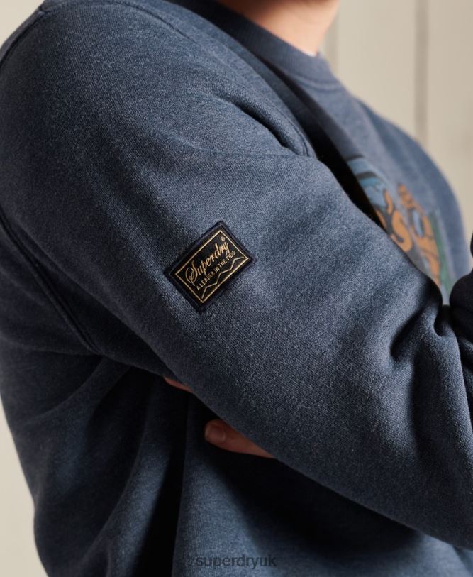 Heritage Mountain Crew Sweatshirt Men Navy Clothing Superdry 66N8N846