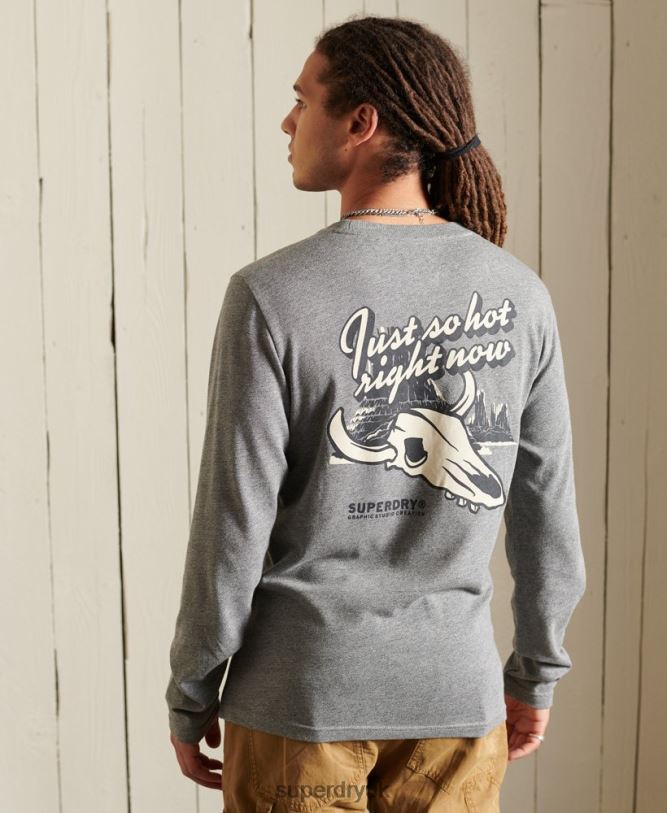 Heritage Mountain Long Sleeve Top Men Light Grey Clothing Superdry 66N8N6470
