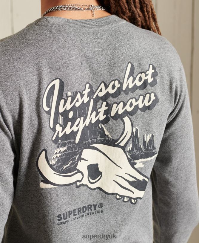 Heritage Mountain Long Sleeve Top Men Light Grey Clothing Superdry 66N8N6470