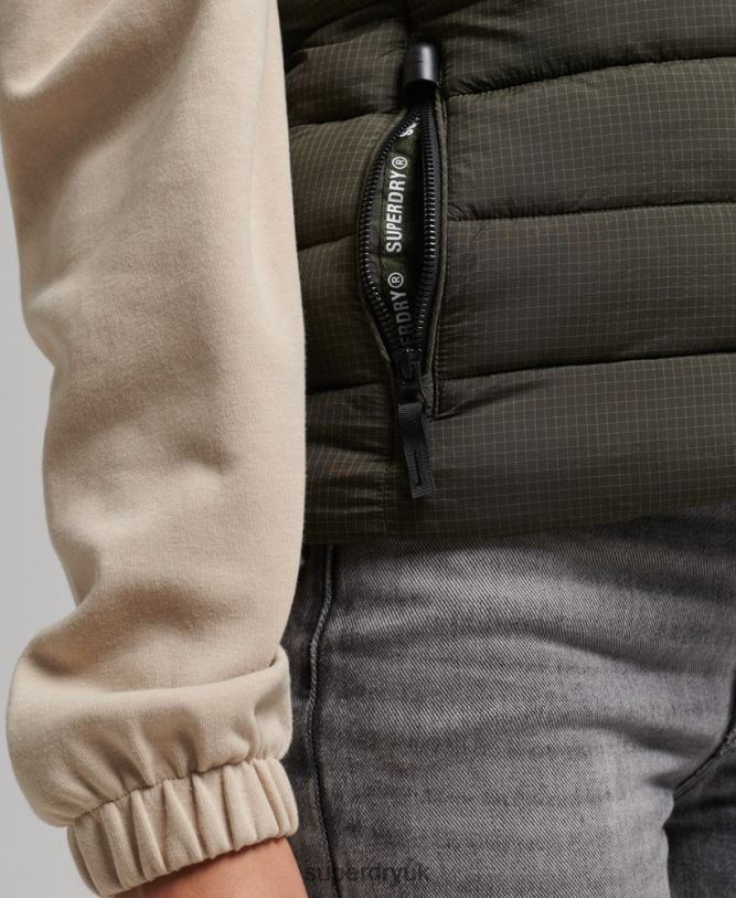 Hooded Classic Padded Gilet Women Green Clothing Superdry 66N8N3639