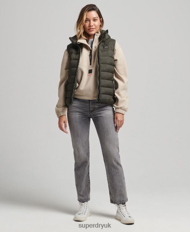 Hooded Classic Padded Gilet Women Green Clothing Superdry 66N8N3639