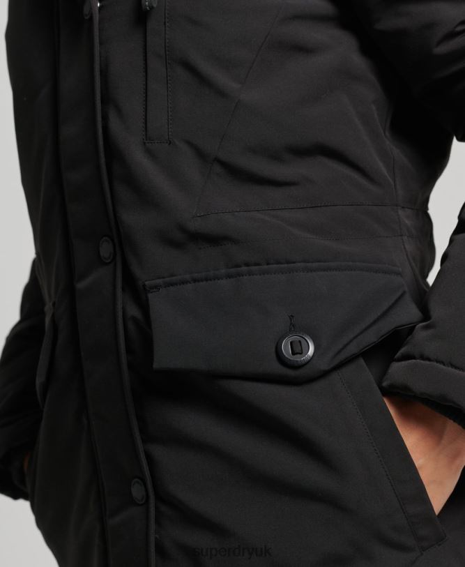 Hooded Everest Faux Fur Parka Coat Women Black Clothing Superdry 66N8N3762