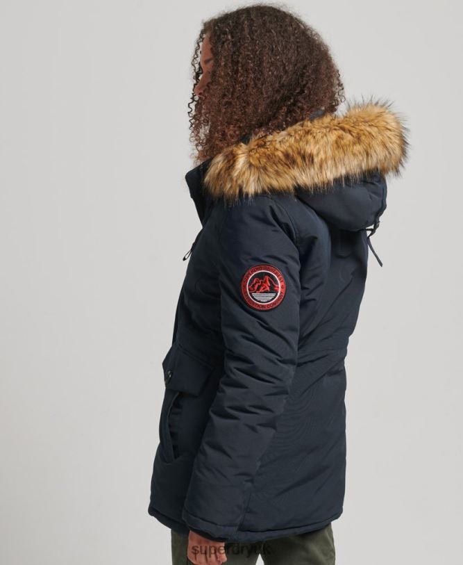 Hooded Everest Faux Fur Parka Coat Women Navy Clothing Superdry 66N8N3771
