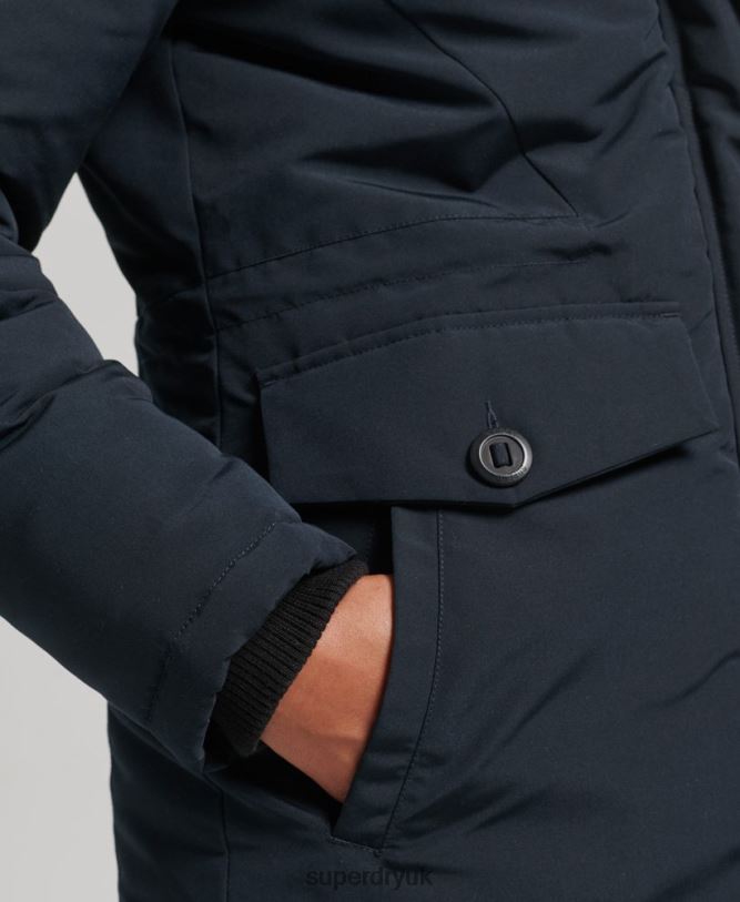 Hooded Everest Faux Fur Parka Coat Women Navy Clothing Superdry 66N8N3771