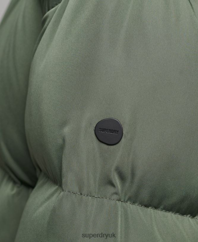 Hooded Longline Puffer Coat Women Green Clothing Superdry 66N8N3709