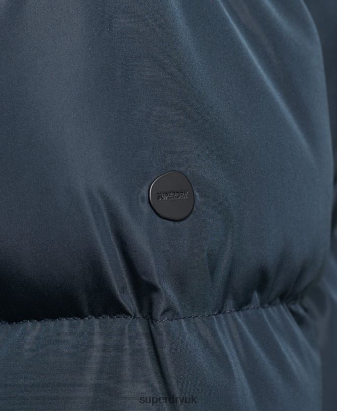 Hooded Longline Puffer Coat Women Navy Clothing Superdry 66N8N3744