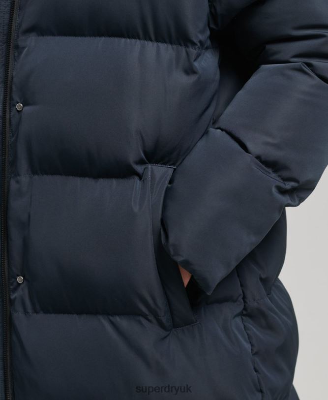 Hooded Maxi Puffer Coat Women Navy Clothing Superdry 66N8N3594