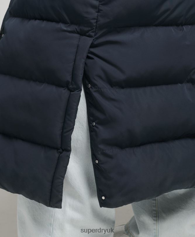 Hooded Maxi Puffer Coat Women Navy Clothing Superdry 66N8N3594