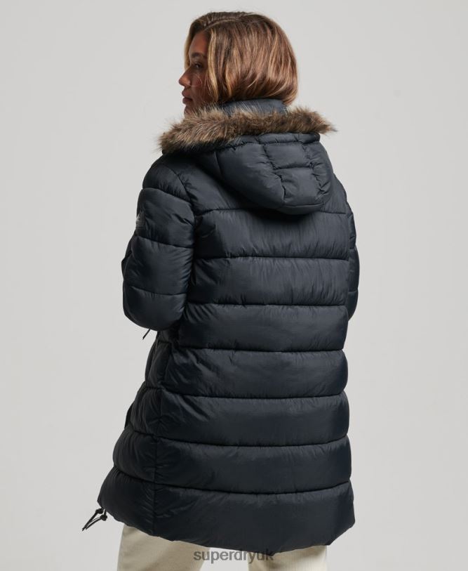 Hooded Mid Layer Mid Coat Women Dark Grey Clothing Superdry 66N8N3734