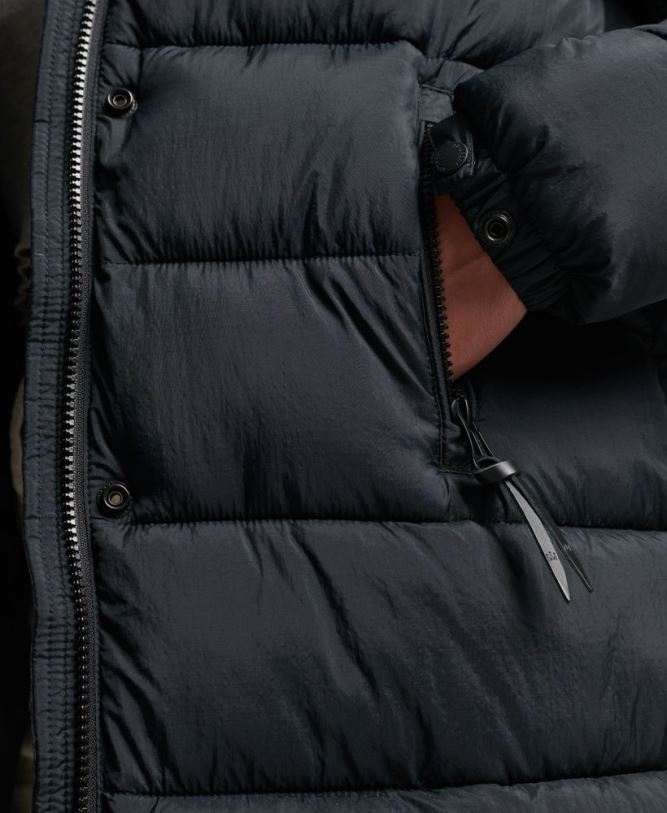 Hooded Mid Layer Mid Coat Women Dark Grey Clothing Superdry 66N8N3734