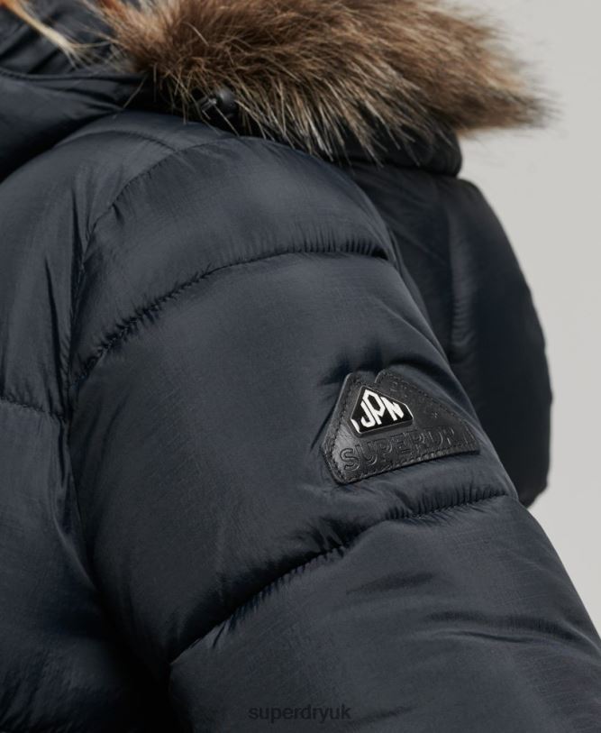 Hooded Mid Layer Mid Coat Women Dark Grey Clothing Superdry 66N8N3734