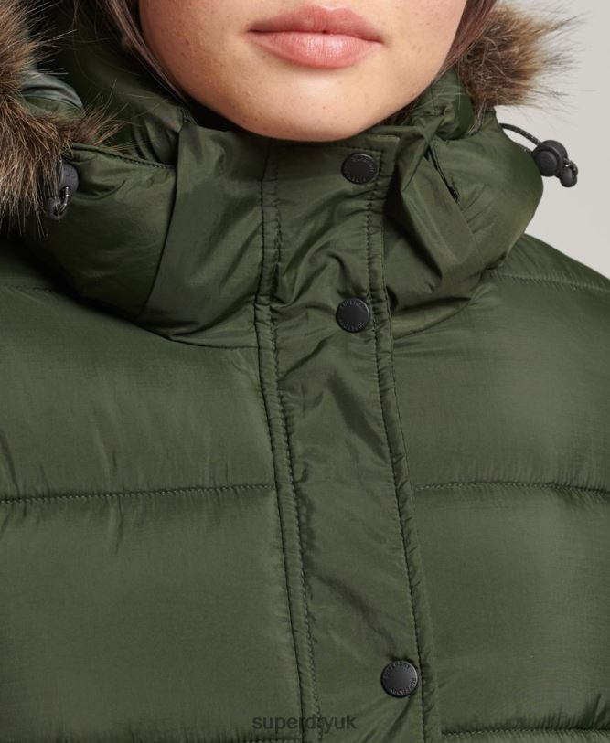 Hooded Mid Layer Mid Coat Women Green Clothing Superdry 66N8N5633
