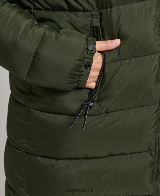 Hooded Mid Layer Mid Coat Women Green Clothing Superdry 66N8N5633