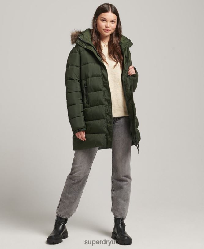 Hooded Mid Layer Mid Coat Women Green Clothing Superdry 66N8N5633
