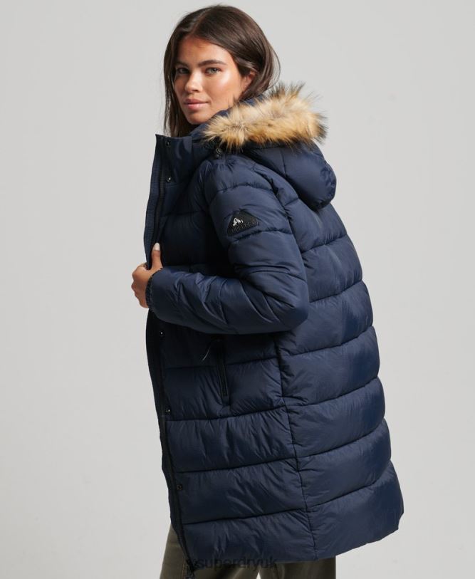Hooded Mid Layer Mid Coat Women Navy Clothing Superdry 66N8N5669
