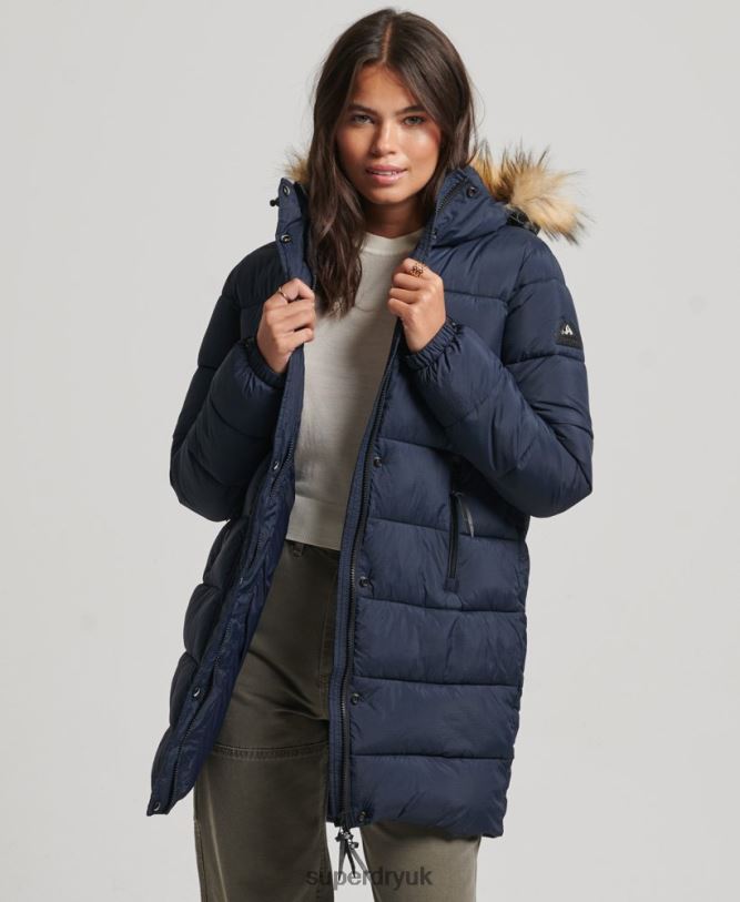 Hooded Mid Layer Mid Coat Women Navy Clothing Superdry 66N8N5669