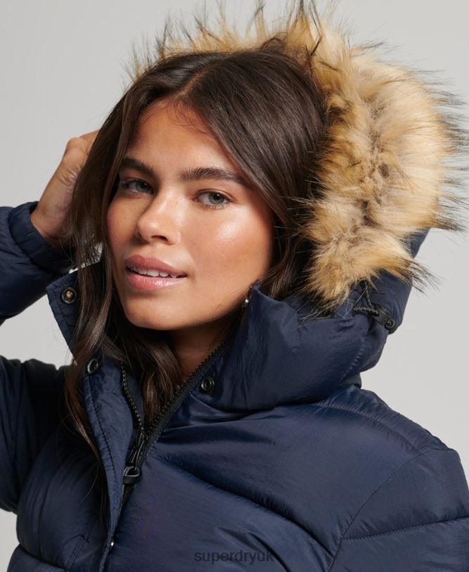 Hooded Mid Layer Mid Coat Women Navy Clothing Superdry 66N8N5669