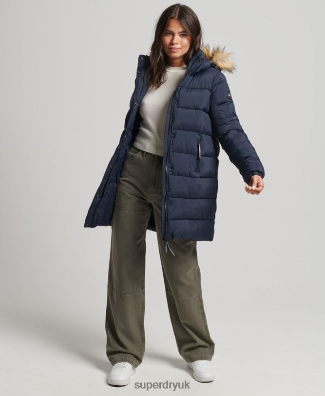 Hooded Mid Layer Mid Coat Women Navy Clothing Superdry 66N8N5669