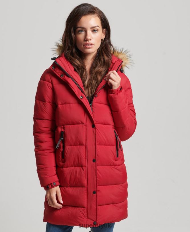 Hooded Mid Layer Mid Coat Women Red Clothing Superdry 66N8N3668