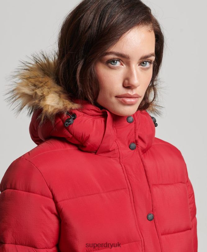 Hooded Mid Layer Mid Coat Women Red Clothing Superdry 66N8N3668