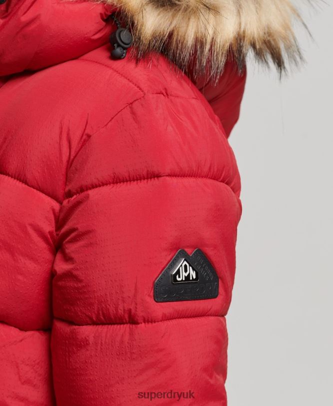 Hooded Mid Layer Mid Coat Women Red Clothing Superdry 66N8N3668