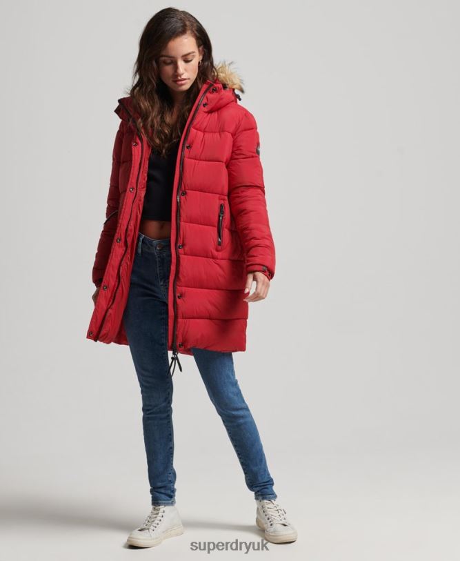 Hooded Mid Layer Mid Coat Women Red Clothing Superdry 66N8N3668