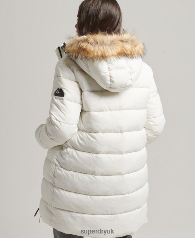 Hooded Mid Layer Mid Coat Women White Clothing Superdry 66N8N3586