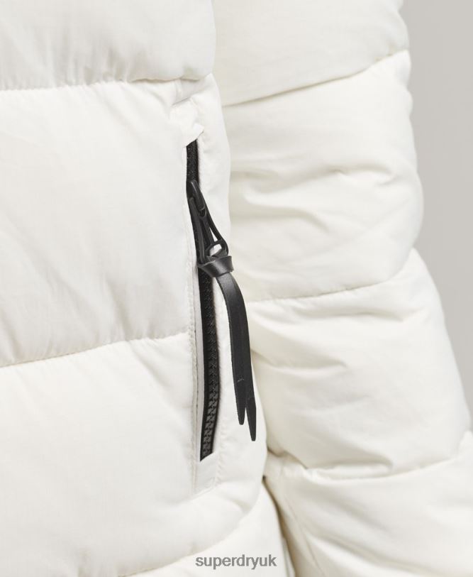Hooded Mid Layer Mid Coat Women White Clothing Superdry 66N8N3586