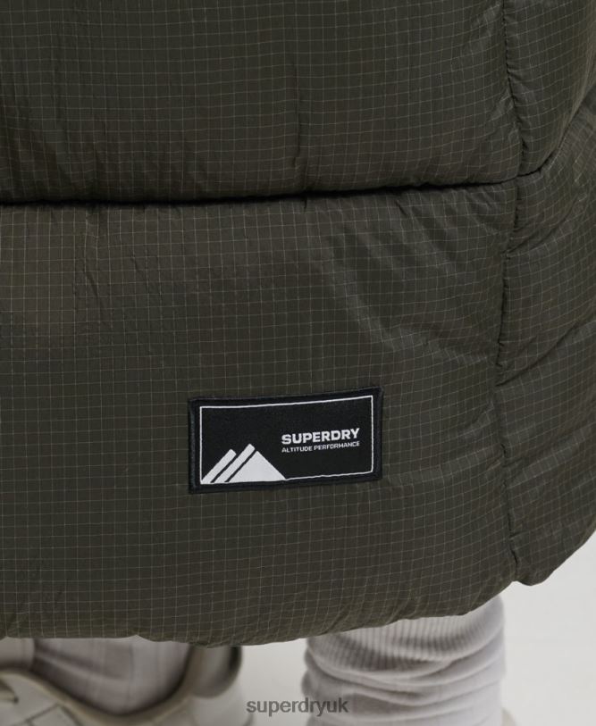 Hooded Ripstop Longline Gilet Women Green Clothing Superdry 66N8N3675