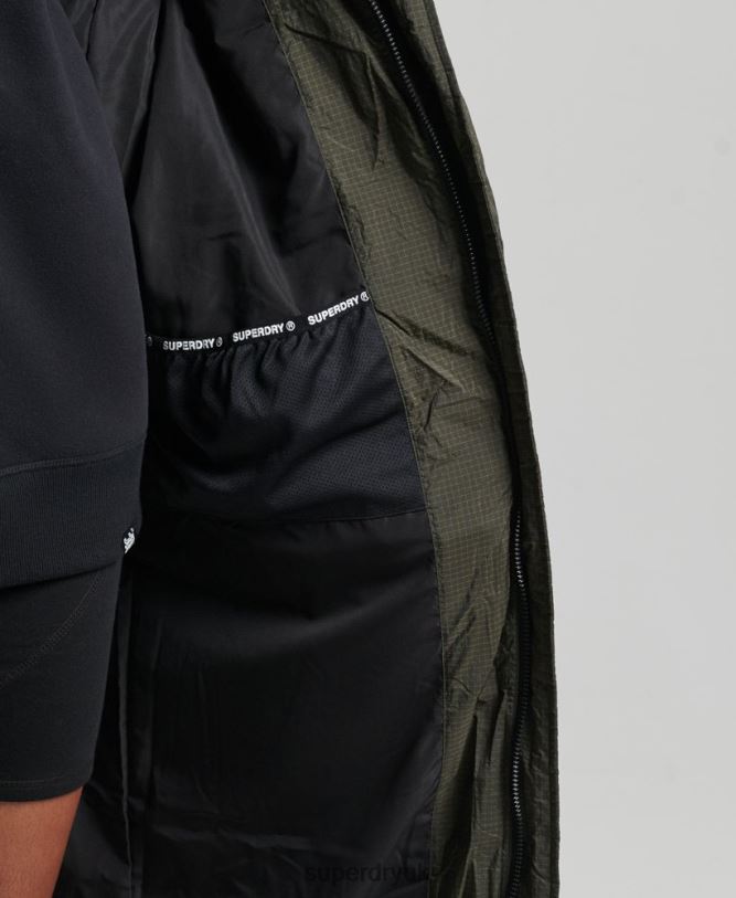 Hooded Ripstop Longline Gilet Women Green Clothing Superdry 66N8N3675