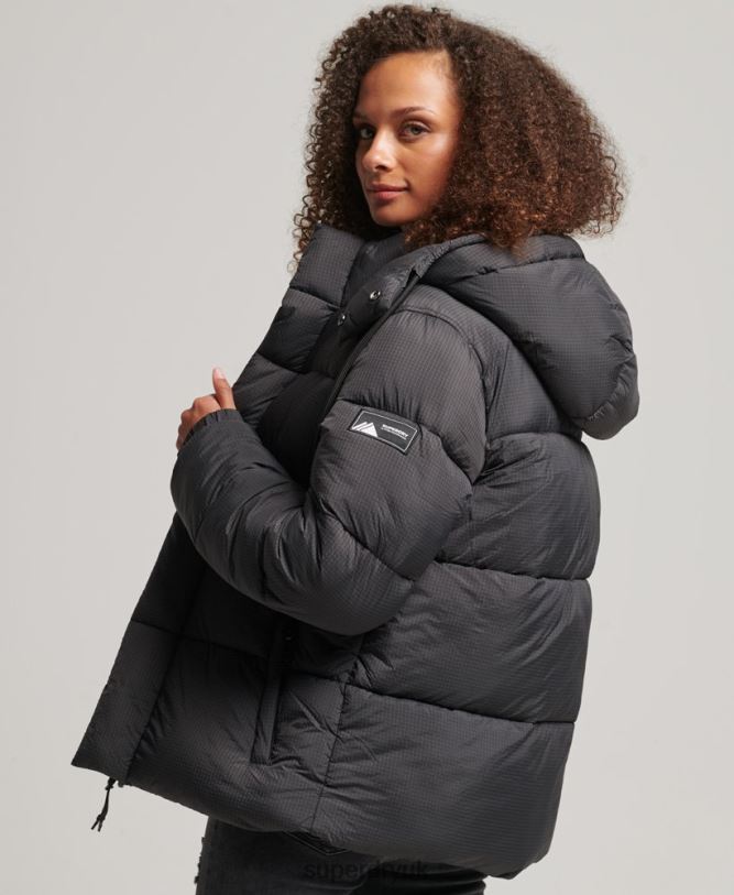 Hooded Ripstop Puffer Jacket Women Black Clothing Superdry 66N8N3575