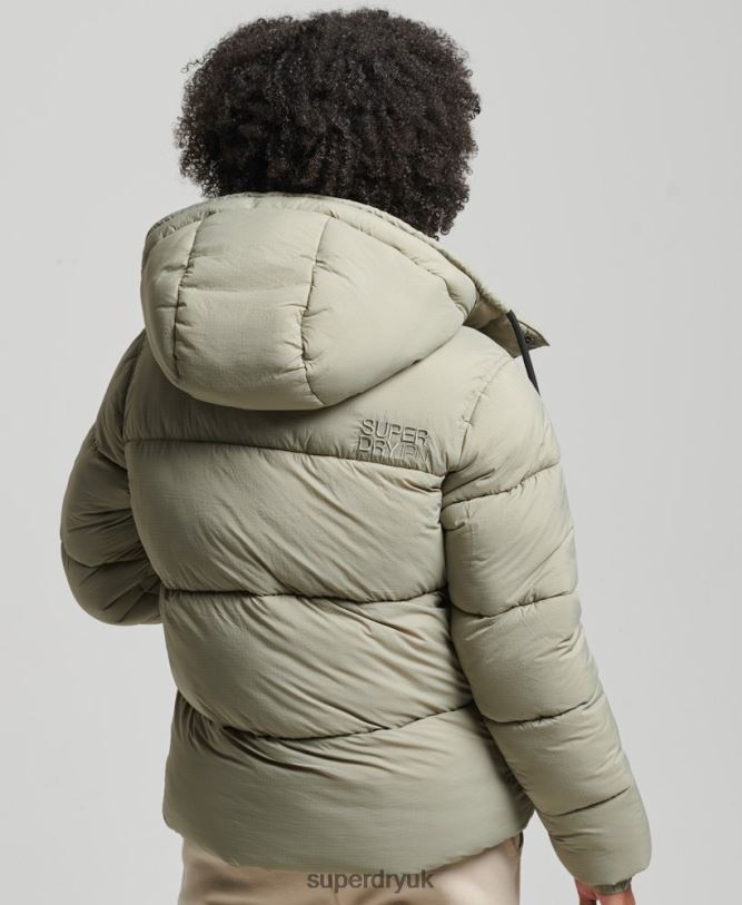 Hooded Ripstop Puffer Jacket Women Green Clothing Superdry 66N8N3574