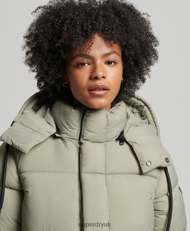 Hooded Ripstop Puffer Jacket Women Green Clothing Superdry 66N8N3574