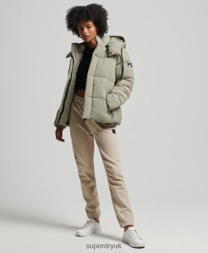 Hooded Ripstop Puffer Jacket Women Green Clothing Superdry 66N8N3574