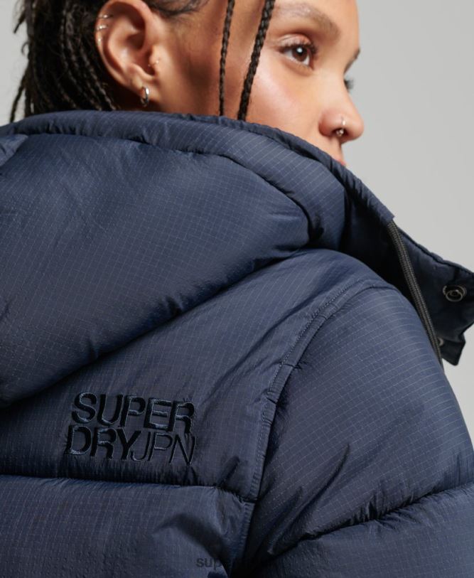 Hooded Ripstop Puffer Jacket Women Navy Clothing Superdry 66N8N3689