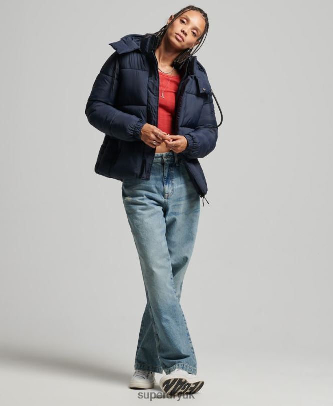 Hooded Ripstop Puffer Jacket Women Navy Clothing Superdry 66N8N3689
