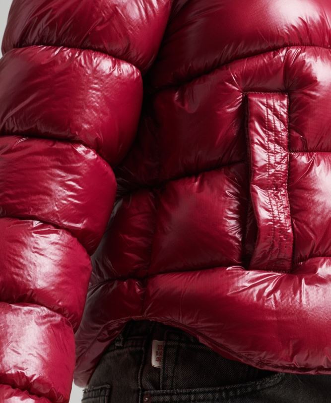 Hooded Shine Sports Puffer Jacket Women Pink Clothing Superdry 66N8N3607