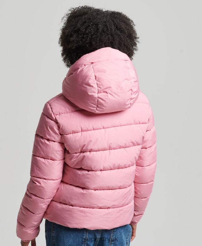 Hooded Spirit Sports Puffer Jacket Women Pink Clothing Superdry 66N8N3802